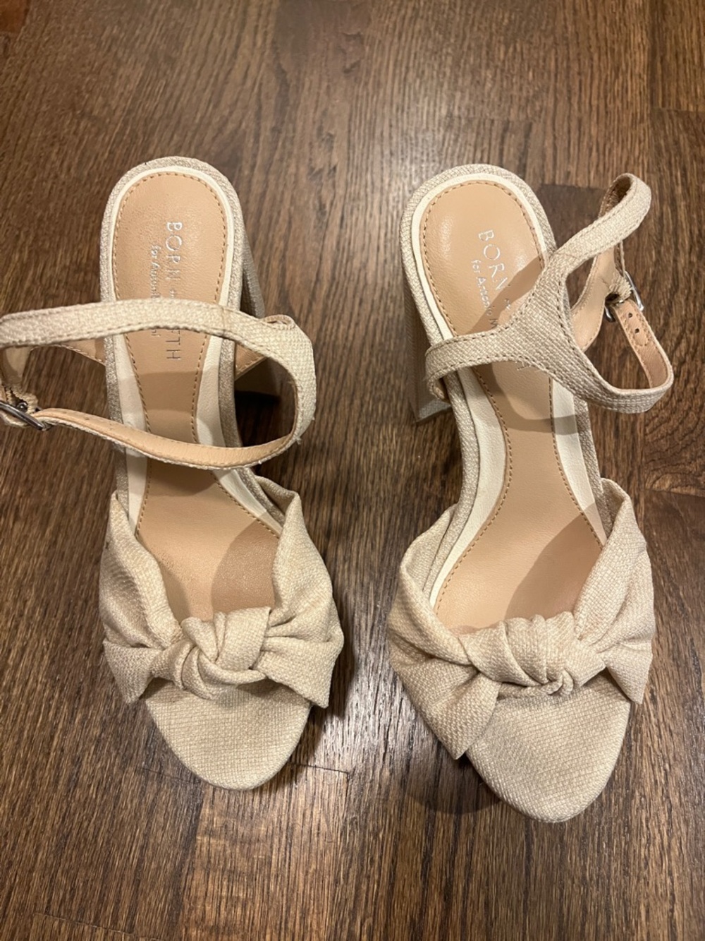 Born on Fifth Antonio Melani Beige Knotted Ankle-Strap Sandals Size 6
